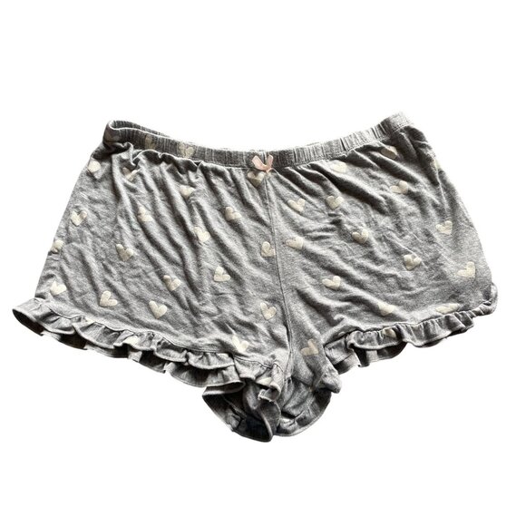 Honeydew sleep shorts Large ruffle hem grey with heart print - Picture 1 of 6
